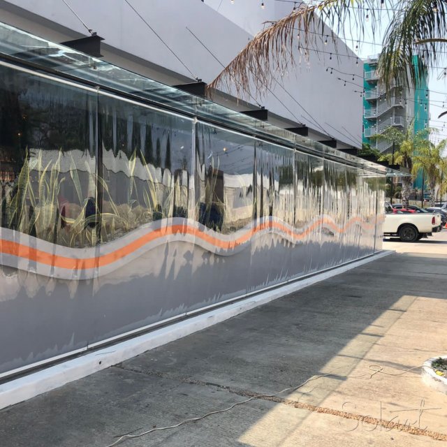 Toldo Vertical con Vinyl Cystal transparente Solart